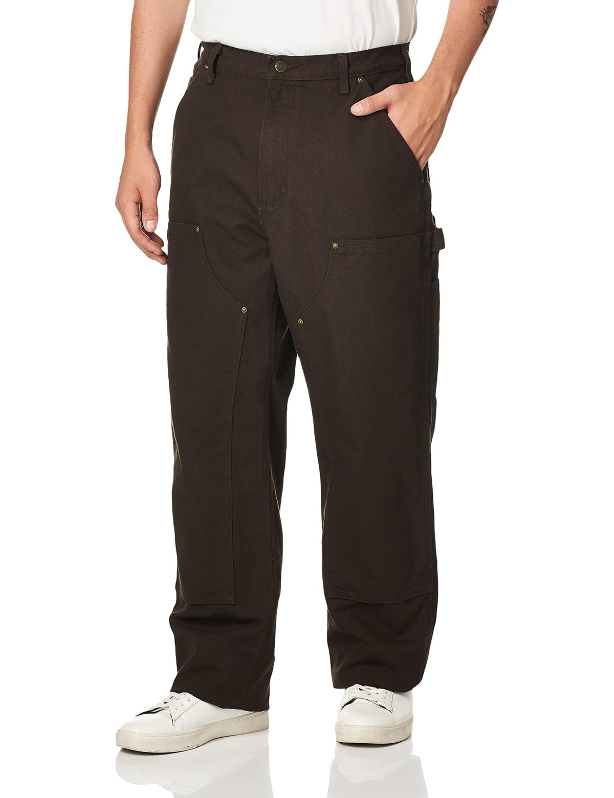 Carhartt Men's Loose Fit Washed Duck Double-Front Utility Work Pant 44W x 34L Dark Brown