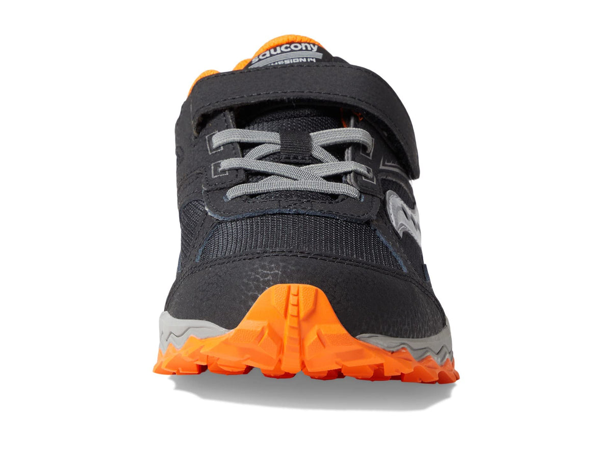 Saucony Cohesion Tr14 Alternative Closure Sneaker, Black/Orange, 1.5 Wide US Unisex Little_Kid