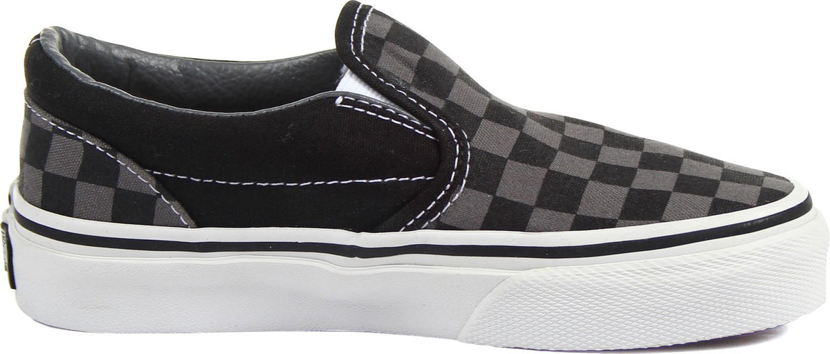 Vans Boys' Classic Slip-On (Tod/Yth) - (Checkerboard) Black/Pewter - 2 Youth