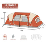 CAMPROS CP Tent 12 Person Camping Tents, 2 Room Weather Resistant Family Cabin Tent, 6 Large Mesh Windows, Double Layer, Divided Curtain for Separated Room, Portable with Carry Bag 12 Person Red