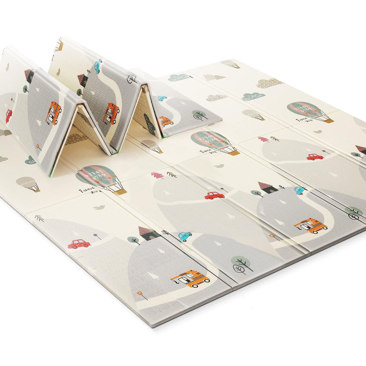 UANLAUO Foldable Baby Play Mat, Extra Large Waterproof Activity Playmats for Babies,Toddlers, Infants, Play & Tummy Time, Foam Baby Mat for Floor with Travel Bag (Balloon(79x71x0.6inch))