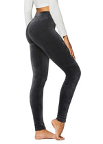 Conceited Velvet Leggings for Women - Soft Warm Velour Pants - Charcoal Grey - Small