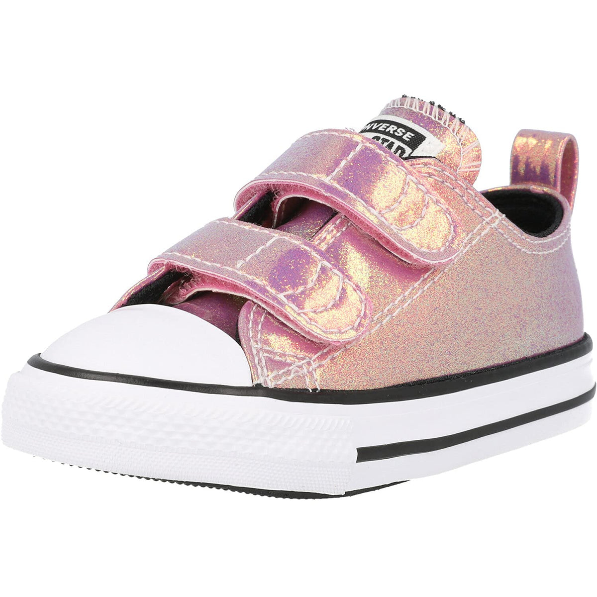 Converse Baby Girl's Chuck Taylor® All Star® 2V Ox - Iridescent Glitter (Infant/Toddler) Magic Flamingo/Black/White 9 Toddler M