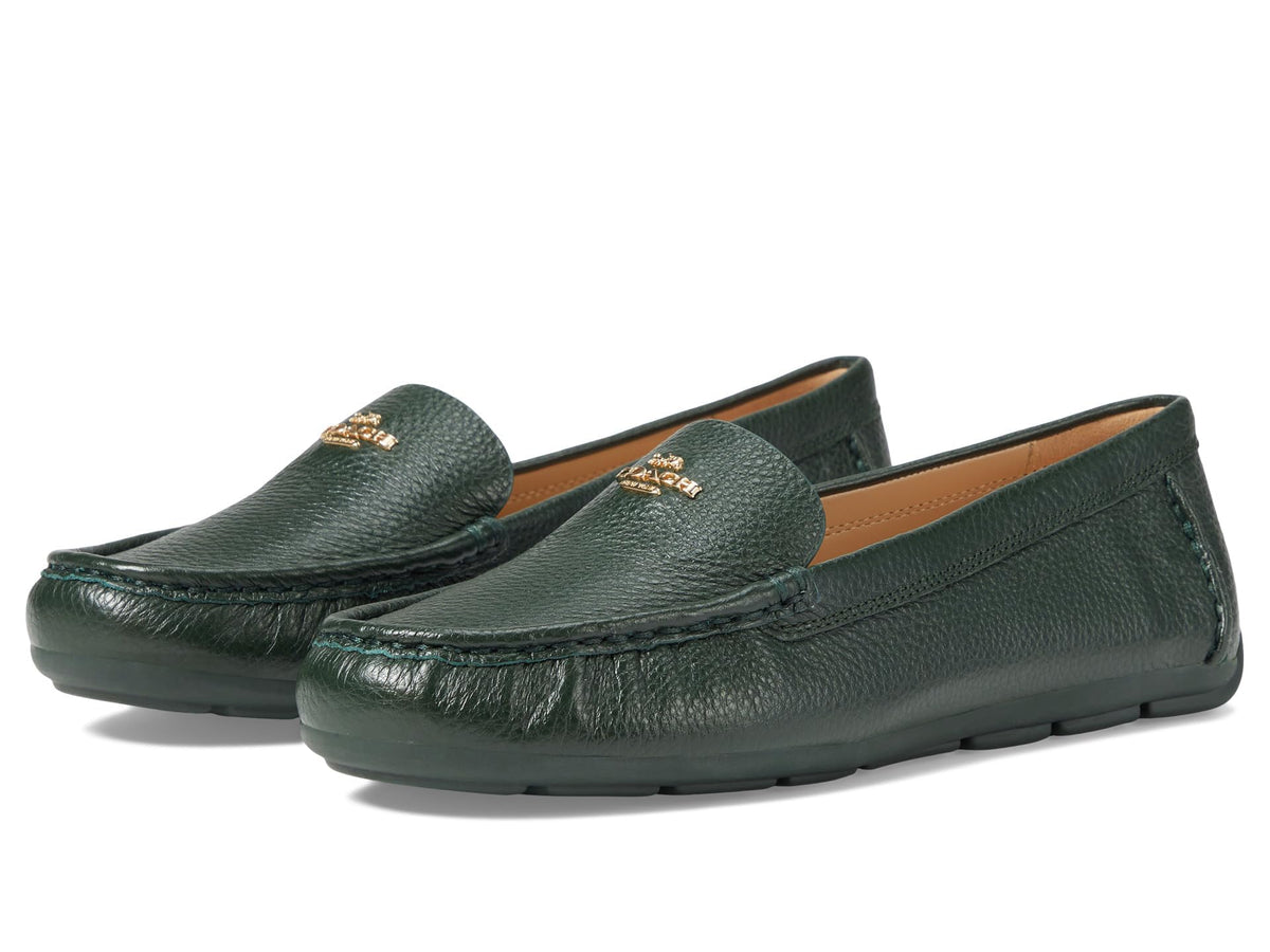 Coach® Marley Driver Women Loafers – Pebbled Leather Upper – Cushioned Footbed – Synthetic Lining – Gold Tone Amazon Green 7.5 B - Medium