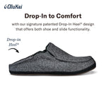OLUKAI Moloa Hulu Men's Wool-Blend Slippers, Soft & Heathered Knit Slip On Shoes, Suede Leather Foxing, Drop-In Heel Design, Dk Shadow/Dk Shadow, 15