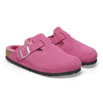 Birkenstock Women's Boston Shearling Clogs, Fuchsia Tulip, Red, 8 Medium US