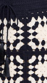 FRAME Women's Crochet Tassel Skirt, Navy Multi, S