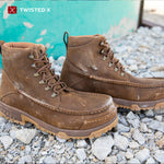 Twisted X Men's 6" Alloy Toe Cellstretch Work Boot - Steel Toe Work Boots Made with duraTWX® hybrid performance Leather, Air-mesh Lining, Compression EVA midsole, Rubber Outsole, Removable Footbed, and Composite Insole 8.5 Distressed Saddle