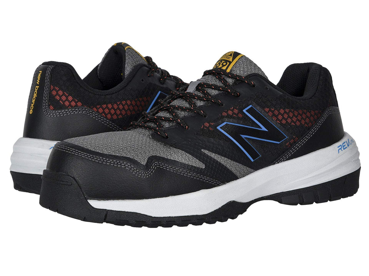 New Balance Men's Composite Toe 589 V1 Industrial Shoe, Black/Toro Red, 9 X-Wide
