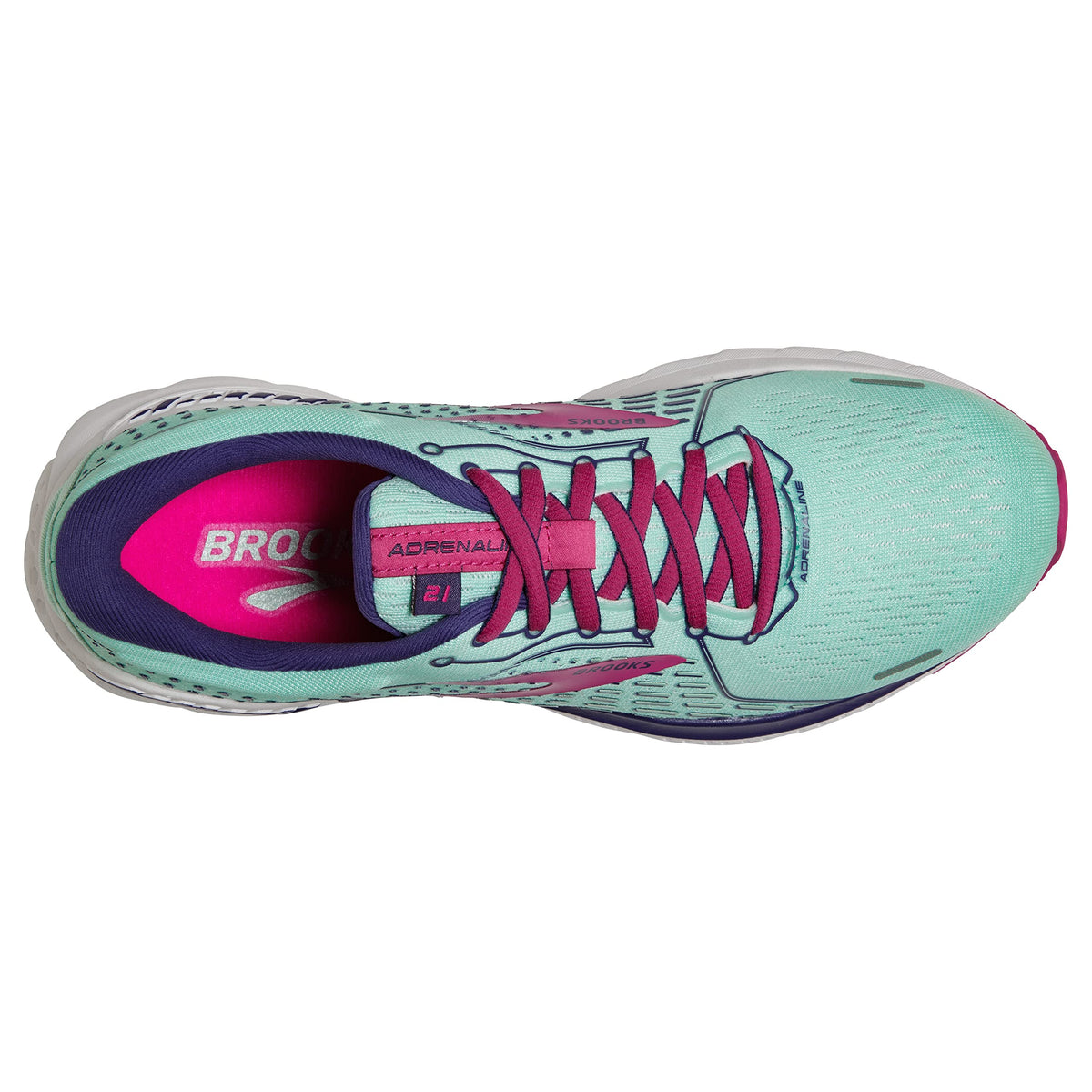 Brooks Women's Adrenaline GTS 21 Supportive Running Shoe - Yucca/Navy Blue/Fuchsia - 6 Medium