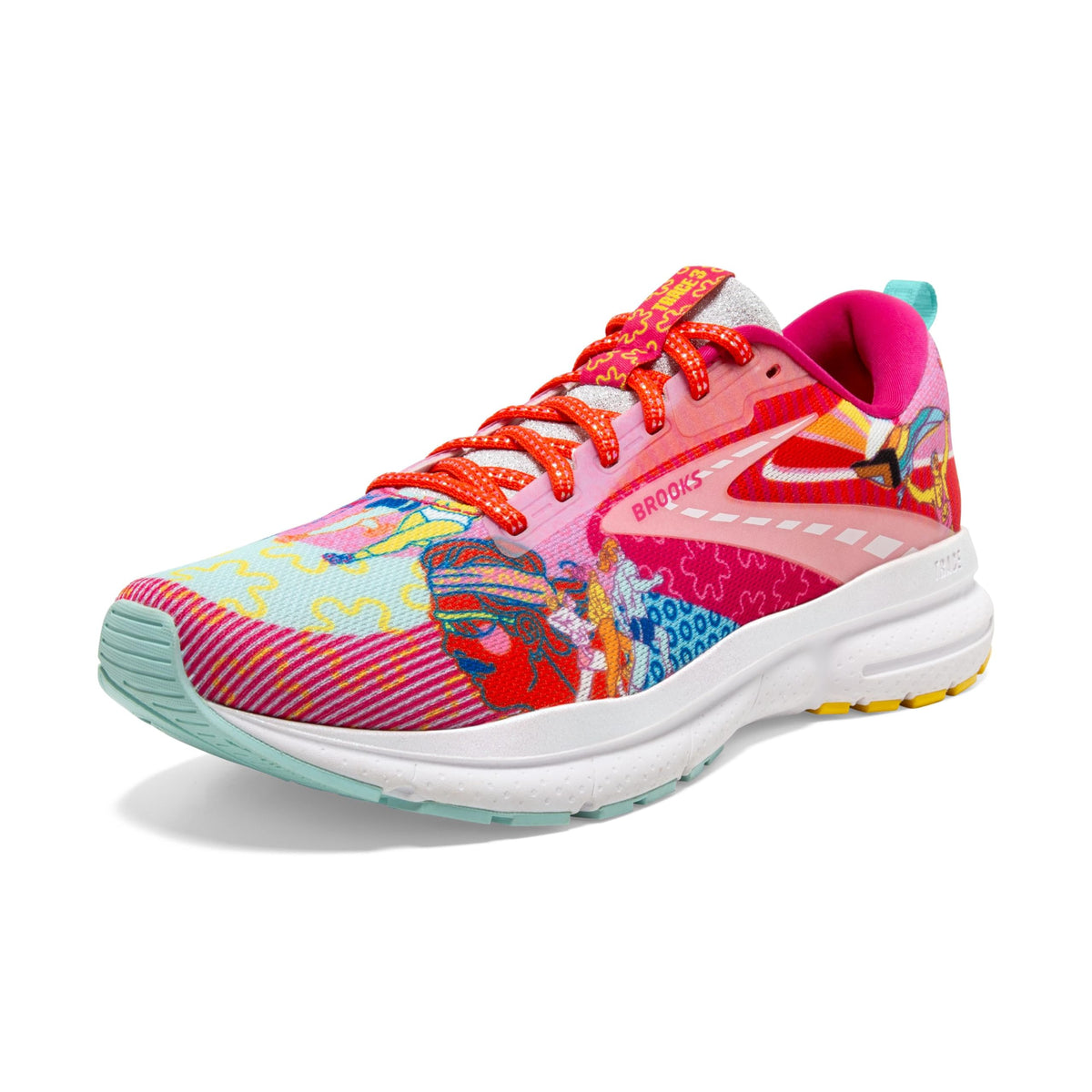 Brooks Women’s Trace 3 Neutral Running Shoe - Pink/Blue/Yellow - 6 Medium