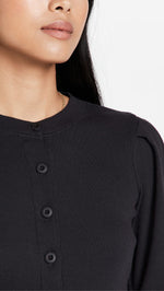 AMO Women's Puff Sleeve Cardigan, Vintage Black, XS