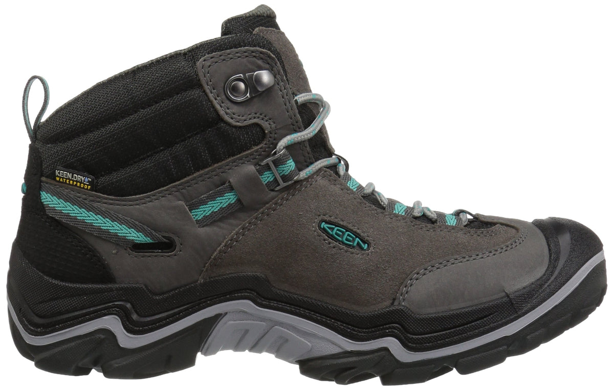 KEEN Women's Laurel Mid Height Leather Waterproof Trail Runner 6.5 Steel Grey/Baltic