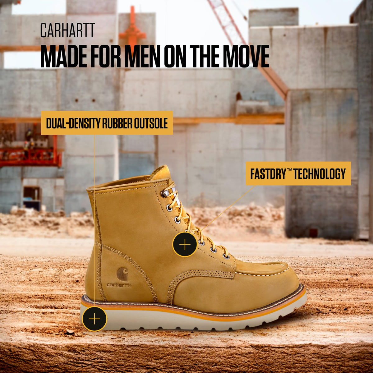 Carhartt Men's 6" Moc Toe Wedge Boot Ankle, Grey, 11 Wide