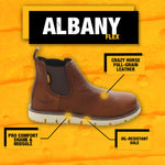 DEWALT Flex Albany 6" Men's Leather, Soft Toe, Non-Metallic, Water Resistant, Chelsea Work Boot, Nature, 13 Wide