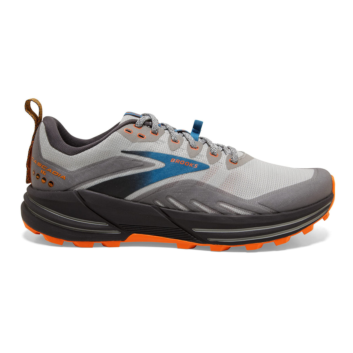Brooks Men's Cascadia 16 Trail Running Shoe - Oyster Mushroom/Alloy/Orange - 15 Medium