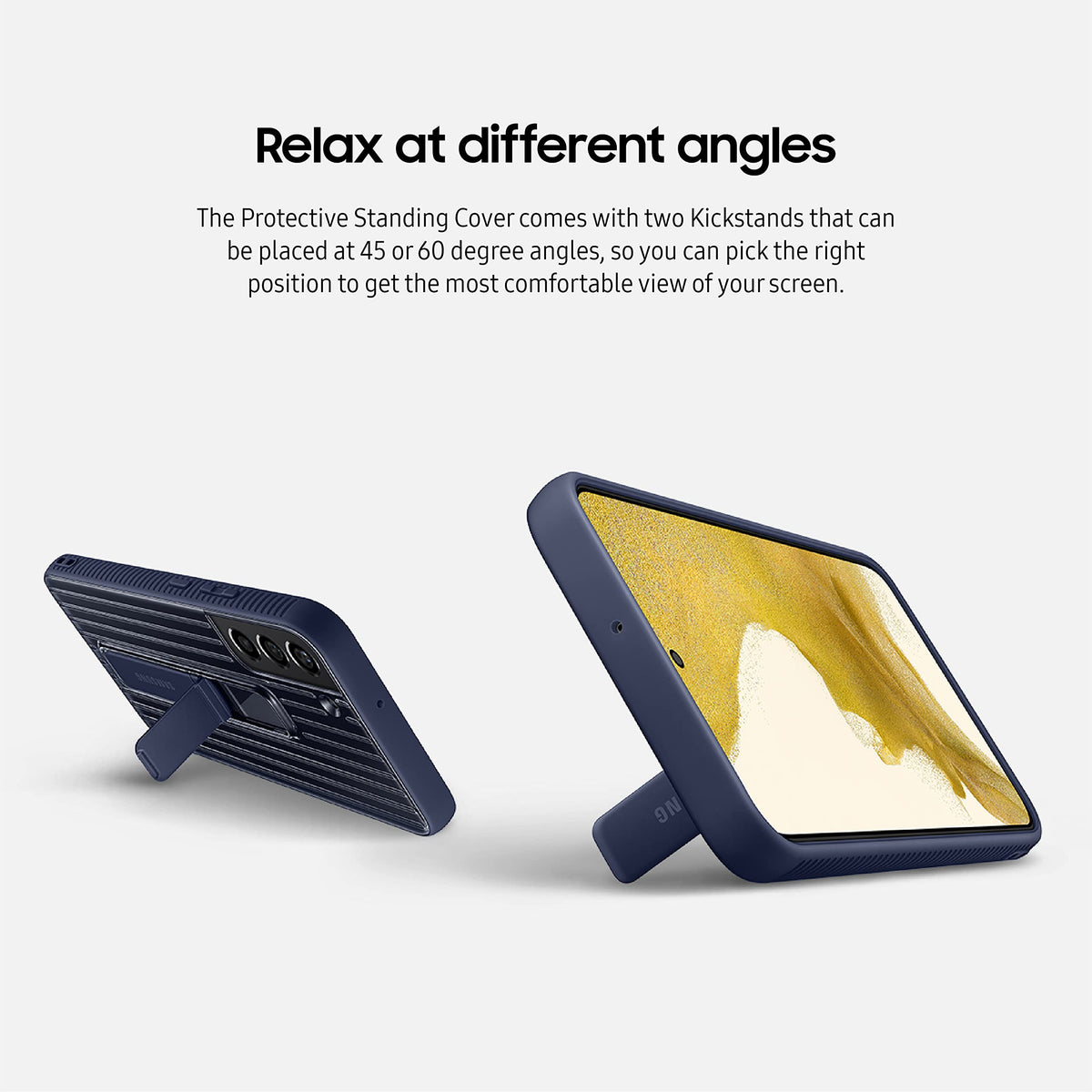 Samsung Electronics Galaxy S22+ Protective Standing Cover, High Protection Phone Case, 2 Detachable Kickstands, 2 Viewing Angles, US Version, Navy, (EF-RS906CNEGUS)