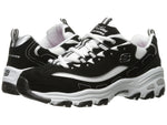 Skechers Women's D'Lites Fit Biggest Fan Sport Sneaker Shoes, Black/White, Size 8