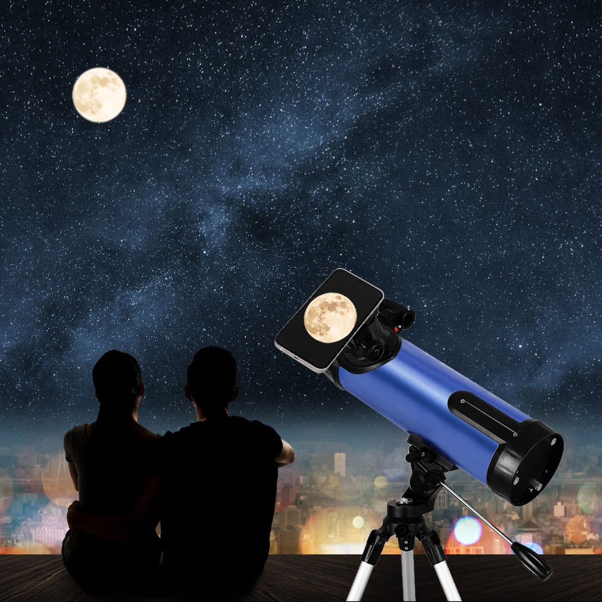 Telescope for Beginners, 114mm Aperture 500mm AZ Mount Astronomical Reflector Telescope Adjustable (29.9-46.6in) Portable Travel Telescopes with Phone Adapter