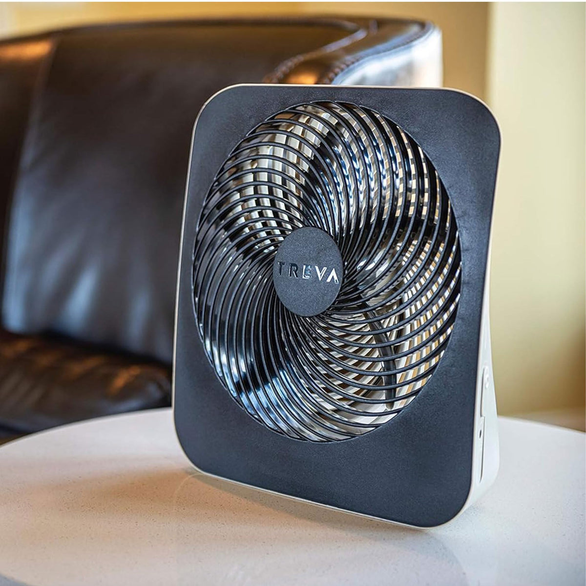Treva 10-Inch Portable Fan, Powered by Battery and/or AC Adapter - Desk Fan Air Circulating with 2 Cooling Speeds for Personal and Travel Use (Black)