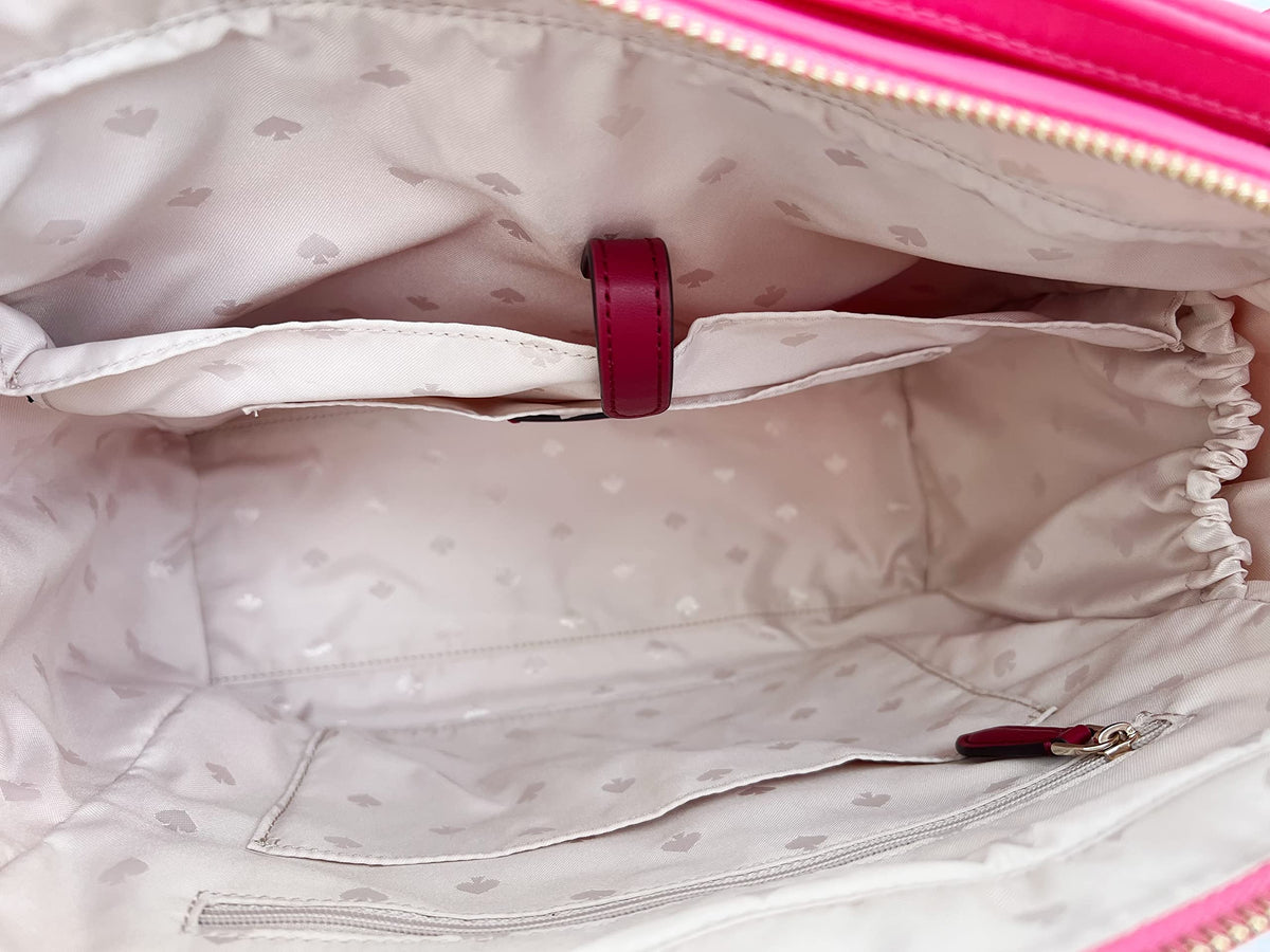 KATE SPADE Chelsea Medium Top Zip Satchel Crossbody Nylon Pink Dahli Multi