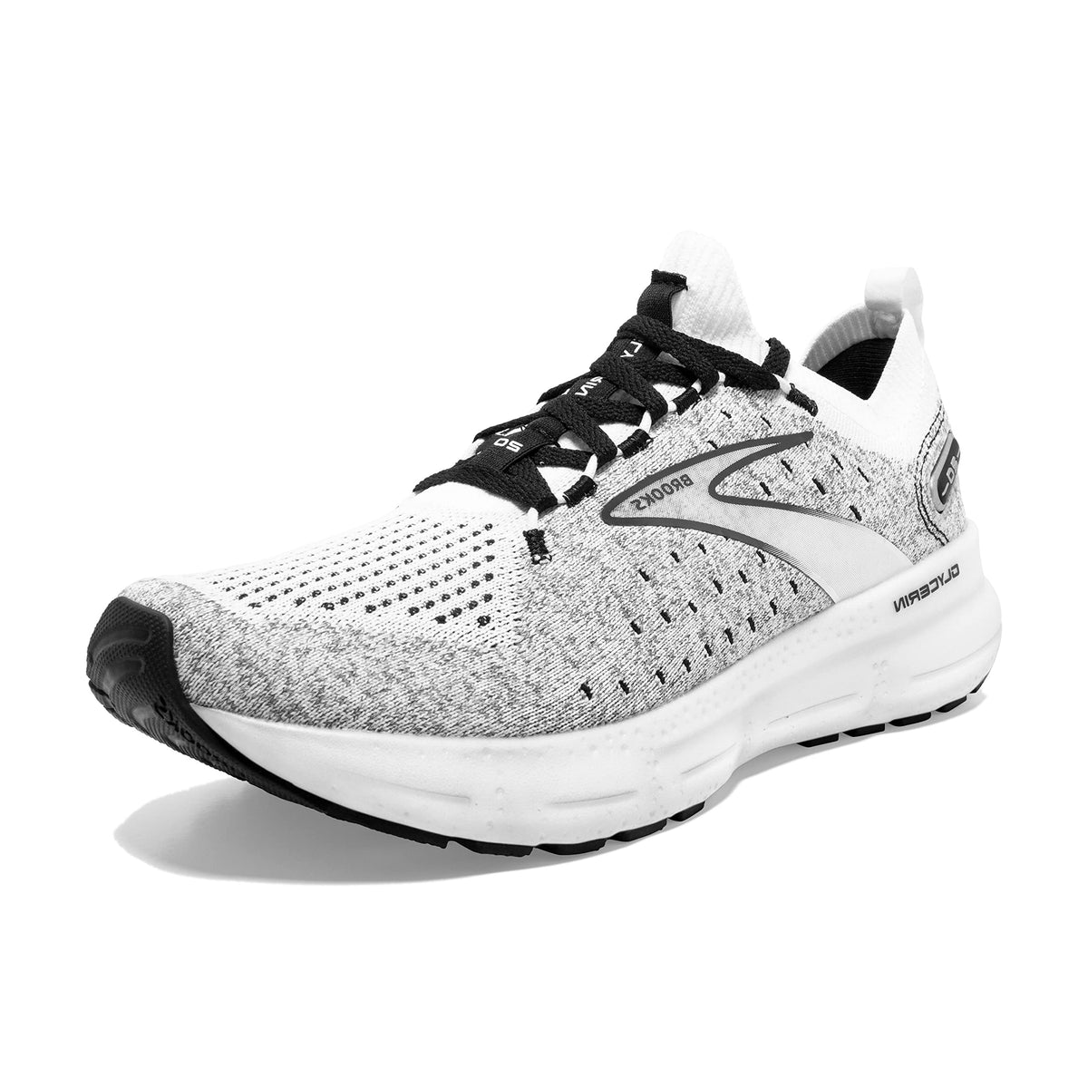 Brooks Men’s Glycerin StealthFit 20 Neutral Running Shoe - White/Grey/Black - 7 Medium