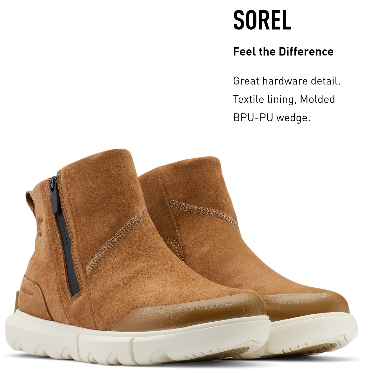 Sorel Women's Explorer II Bootie — Delta, Fawn — Waterproof Suede Winter Boots — Size 8