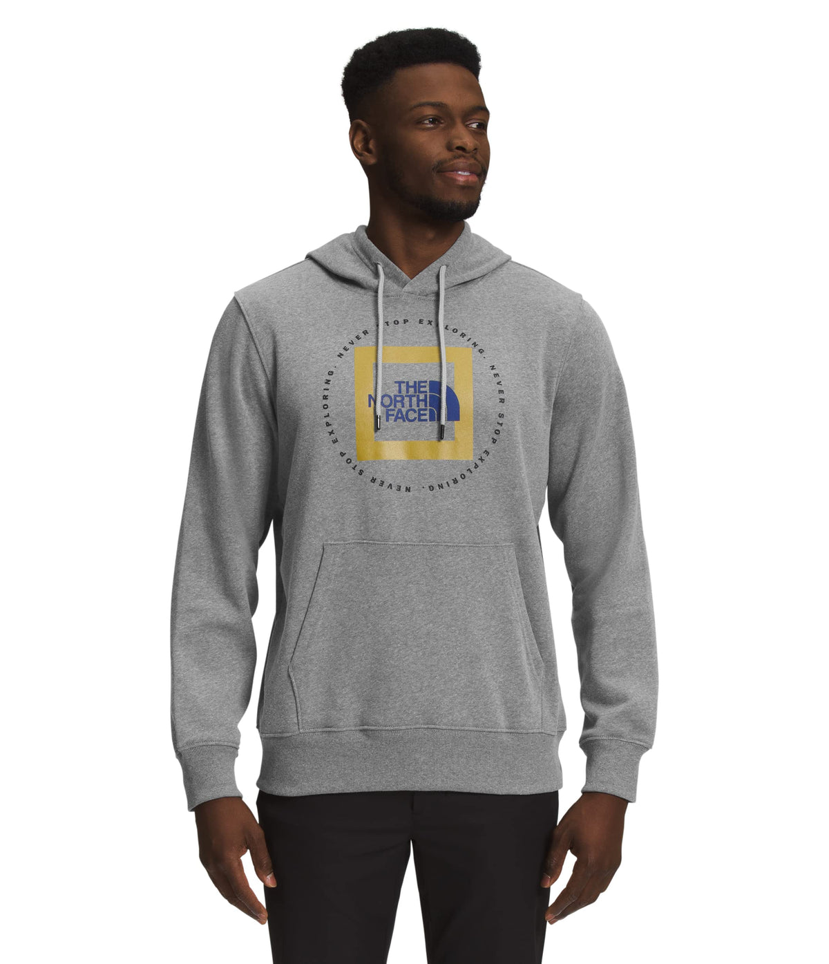 THE NORTH FACE Men's Geo NSE Hoodie, TNF Meld Grey Heather/MIneral Gold, Large