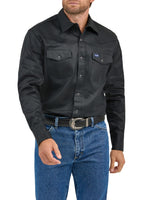 Wrangler Mens Cowboy Cut Western Two Pocket Long Sleeve Snap Work - Firm Finish Button Down Shirts, Black, X-Large US