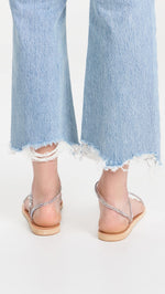 Ancient Greek Sandals Women's Irina Sandals, Natural, Metallic, Silver, 10 Medium US