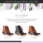 Twisted Shoes Becca Womens Rain Boots, Waterproof Wide Calf, Rubber Lace Up Duck Boot, Navy, 7