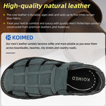 KEENPACE Men's Fisherman Leather Sandals Summer Outdoor Sport Beach Hiking Casual Dress Sandles With Comfortable Memory Foam Adjustable Back Strap Closed Toe