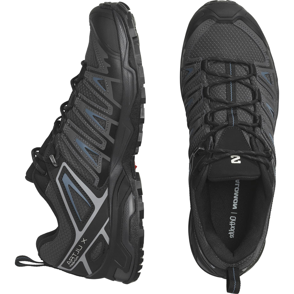 Salomon Men's X ULTRA PIONEER Hiking Shoes for Men, Black / Ebony / Blue Ashes, 12.5
