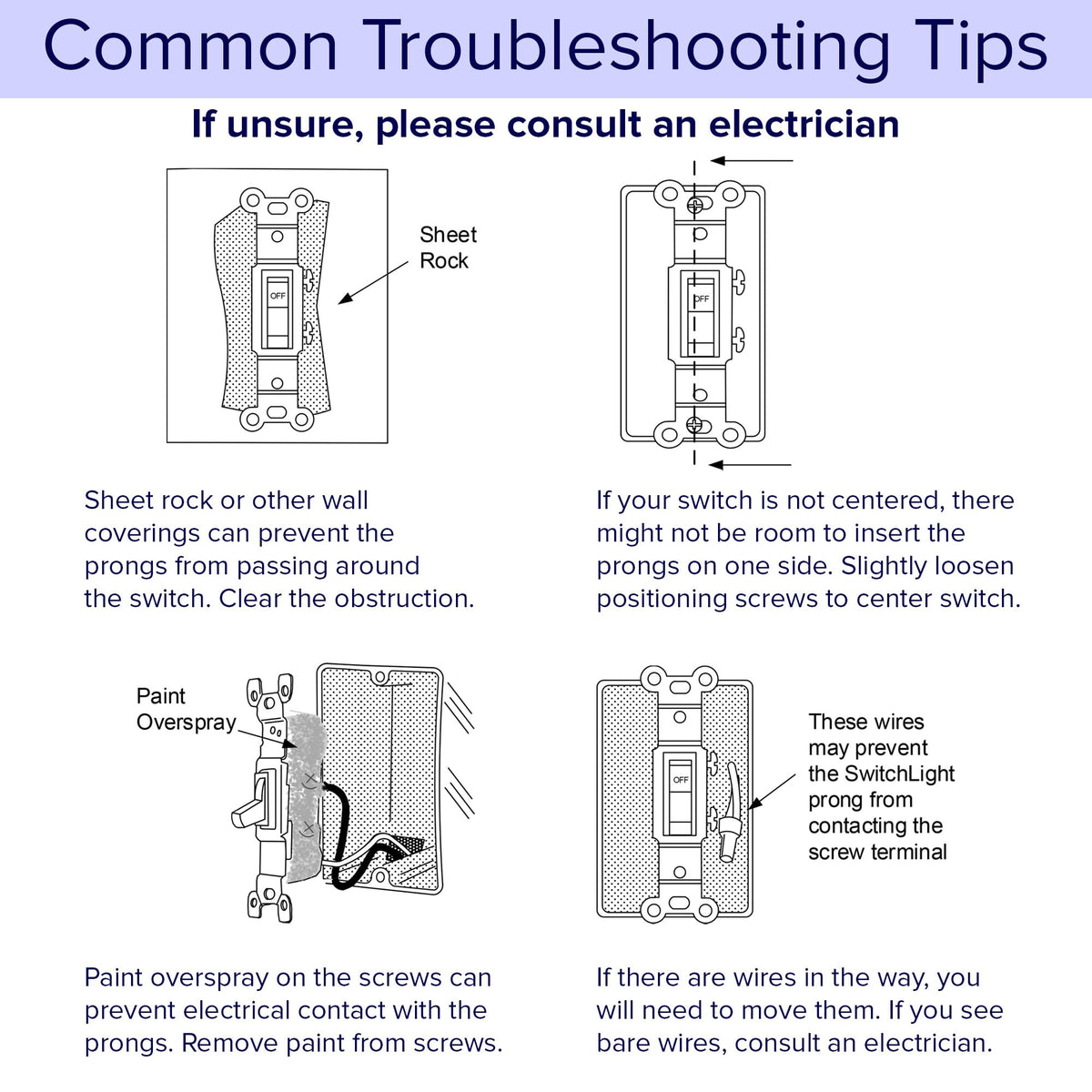 3 Pack - SnapPower SwitchLight - LED Night Light - for Single-Pole Light Switches - Switch Plate with LED Night Lights - Adjust Brightness - Auto On/Off Sensor - (Toggle, White)