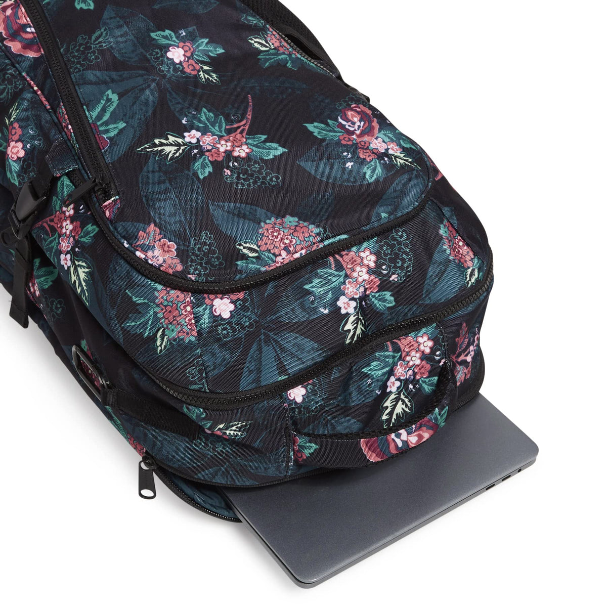 Vera Bradley Women's Recycled Lighten Up Reactive Lay Flat Travel Backpack, Rose Foliage, One Size