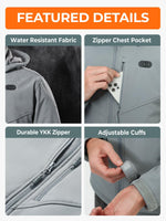 ORORO Men's Dual Control Heated Jacket with 5 Heat Zones (Pocket Heating) (Charger Not Included) (Grey,S)