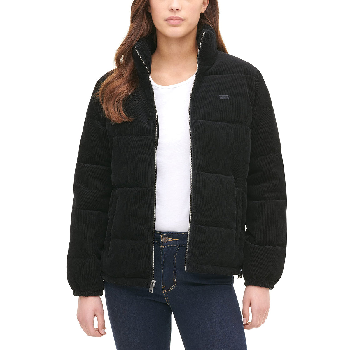 Levi's Women's Zoe Puffer Jacket (Standard & Plus Sizes), Black Corduroy, X-Large