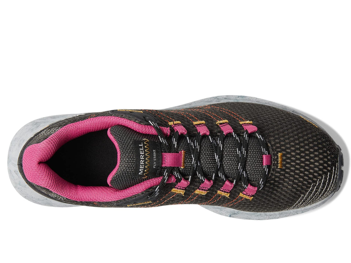 Merrell Fly Strike Running Shoes for Men – Mesh Upper – EVA Footbed Lace-up Closure – Rubber Outsole Black/Fuchsia 10.5 M
