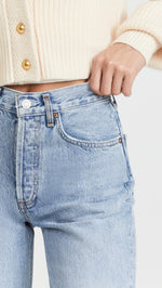 AGOLDE Women's Lana Mid Rise Straight Jeans, Fiction, Blue, 31