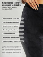 Conceited Velvet Leggings for Women - Soft Warm Velour Pants - Charcoal Grey - Small