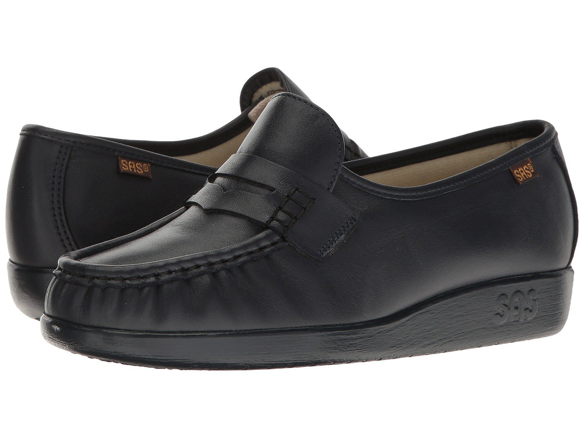 SAS Classic Slip On Comfort Loafer Navy 8.5 W - Wide (C)