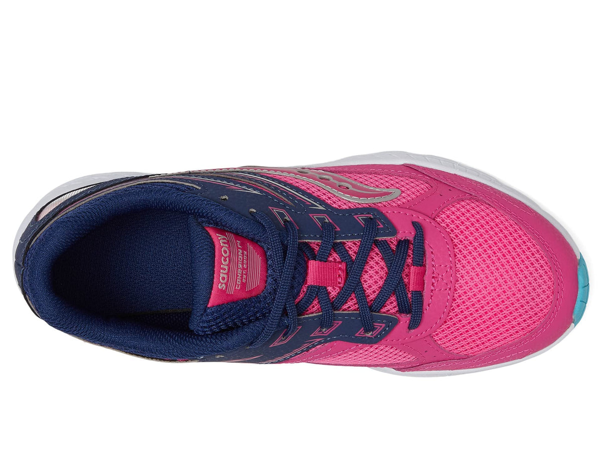 Saucony Cohesion 14 Lace to Toe Sneaker, Pink/Navy, 2.5 US Unisex Big Kid