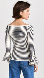 ALC Women's Aster Top, Antico/Dark Sapphire, Stripe, Off White, S