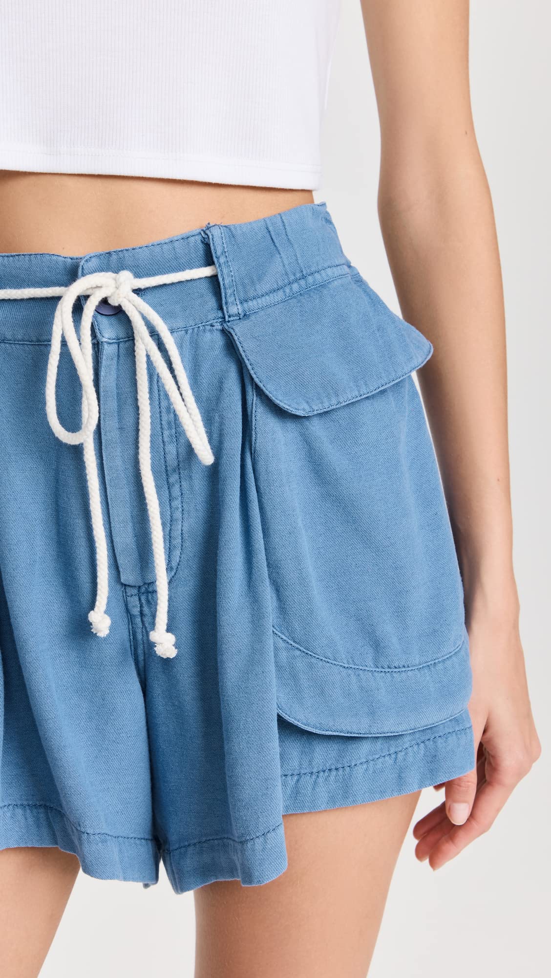 Free People Women's Off Shore Utility Shorts, Mediterranean, Blue, M