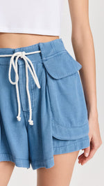 Free People Women's Off Shore Utility Shorts, Mediterranean, Blue, M