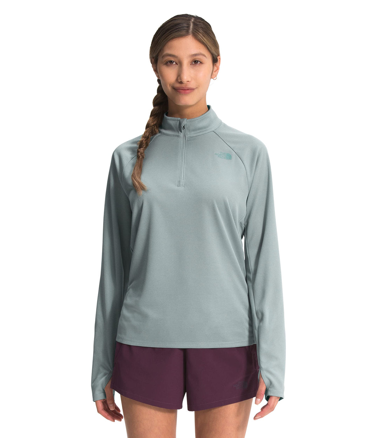 THE NORTH FACE Women's Wander ¼ Zip Sweatshirt, Silver Blue Heather, Large