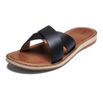 OLUKAI Ke'a Women's Beach Sandals, Quick-Dry Flip-Flop Slides, Water Resistant & Modern Low Profile Design, All-Day Comfort Fit & Wet Grip Soles 9 Black/Tan