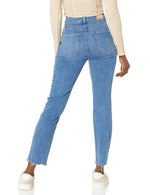 PAIGE womens Flaunt Accent Ultra High Rise Straight Leg in Seine With Ragged Fray Hem Jeans, Seine W/ Ragged Fray Hem, 29 US