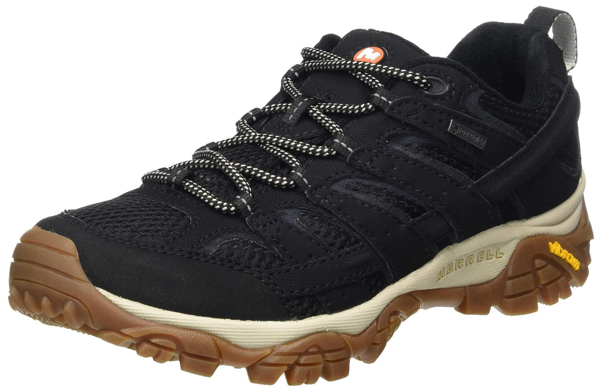 Merrell Women's Moab 2 GTX Walking Shoe Low Rise Hiking, Black/Gum, 10