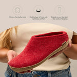 GLERUPS Slip On Slippers Women and Men with Rubber Sole | Unisex Slip-on Wool Slipper Shoes Women Men | Comfy Outdoor Indoor Slippers | Cozy Gents and Ladies Slippers